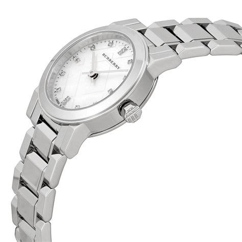 mother of pear diamond set stainless steel ladies watch bu9224